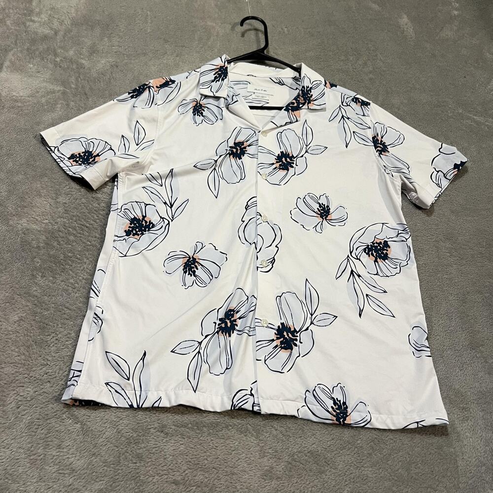 Porter & Ash Kinetic Stretch Shirt Mens Medium Floral Hawaiian Print Casual